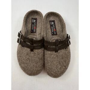 Haflinger Pure New Wool Clogs Slippers Women’s EU 36 Brown Felt Comfort Shoes